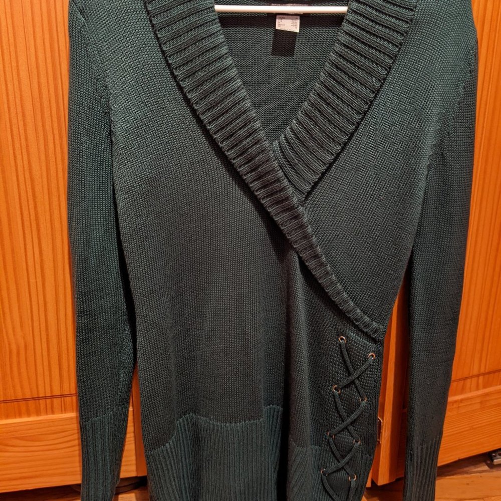 Surplice sweater with criss-cross detail